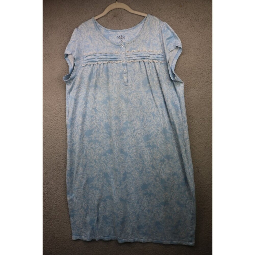Croft & Barrow Short Sleeve Maxi‎ Nightgown-Size XL-Floral-Crochet